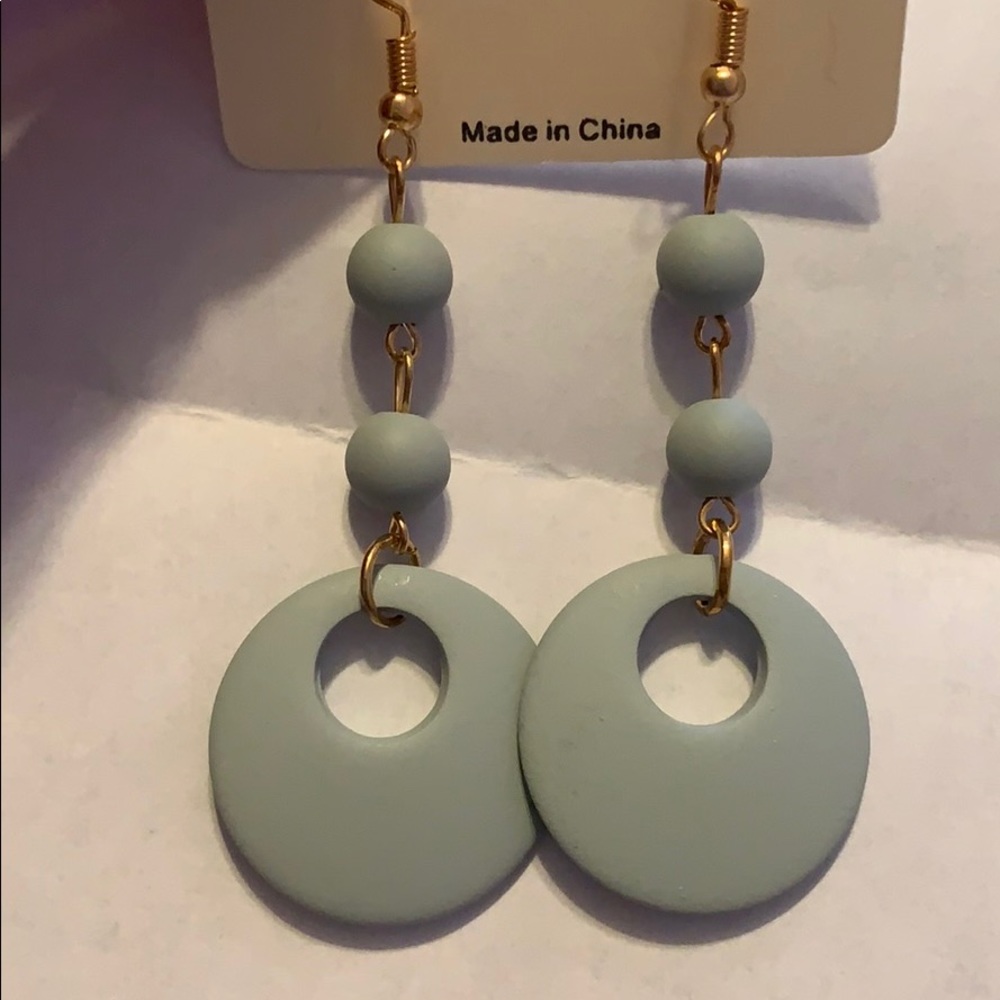 Baby Blue circle dangle earrings.